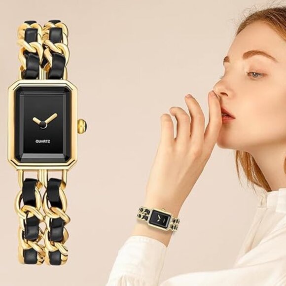 NEW! Women's Elegant Dress Watch Chain Braid Band Fashion Square Bracelet - Picture 1 of 5